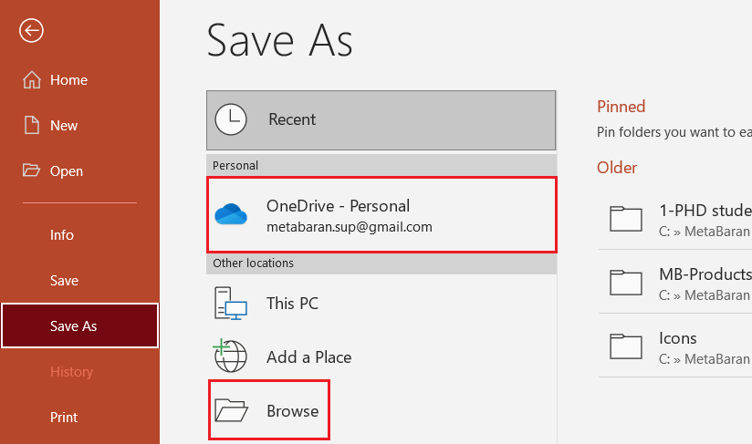 این تصویر نحوه ذخیره کردن فایل در OneDrive و حافظه دستگاه را نمایش می دهد