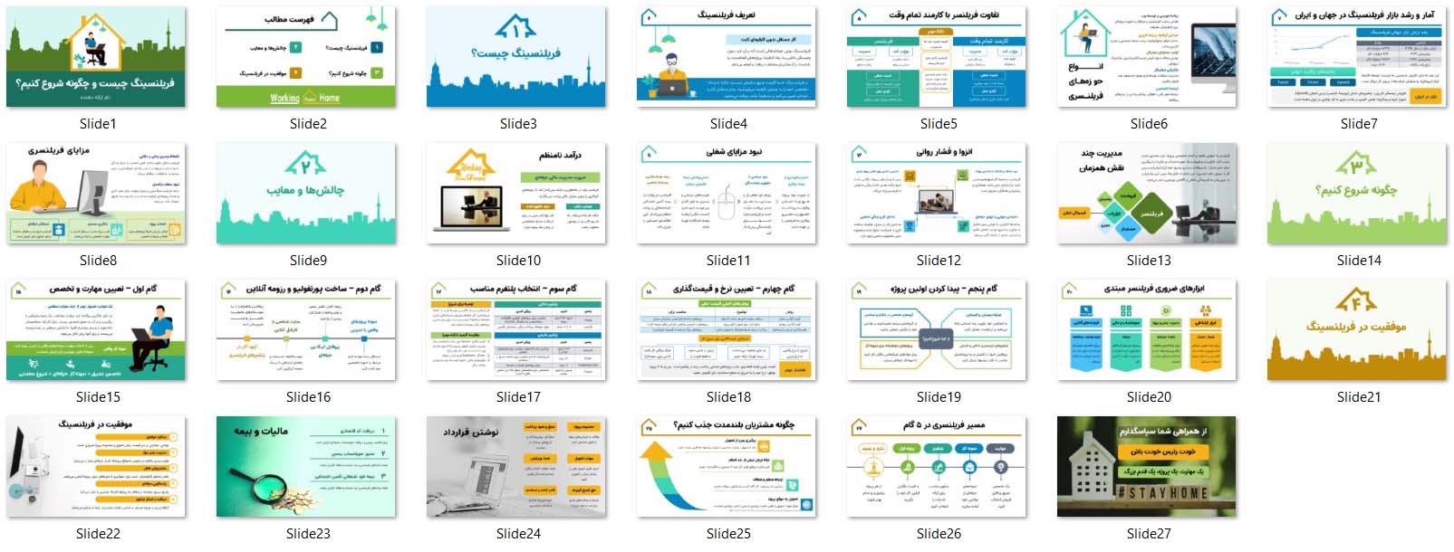 پاورپوینت آماده فریلنسینگ: شروع کار دانلود پاورپوینت حرفهای فریلنسینگ با ۲۷ اسلاید انیمیشن دار. برای ارائه کلاسی و یادگیری گام به گام شروع فریلنسری.