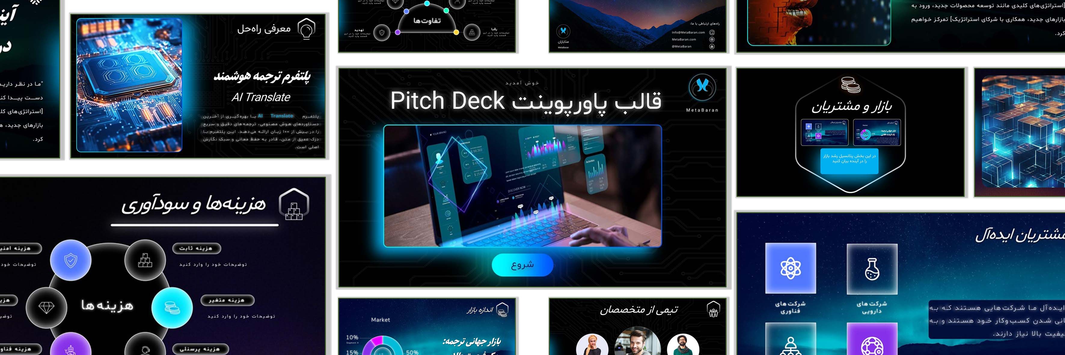 نمونه پاورپوینت Pitch Deck: دانلود رایگان قالب جهش با طراحی مینیمال- تصویر اسلایدهای این قالب را نشان می‌دهد