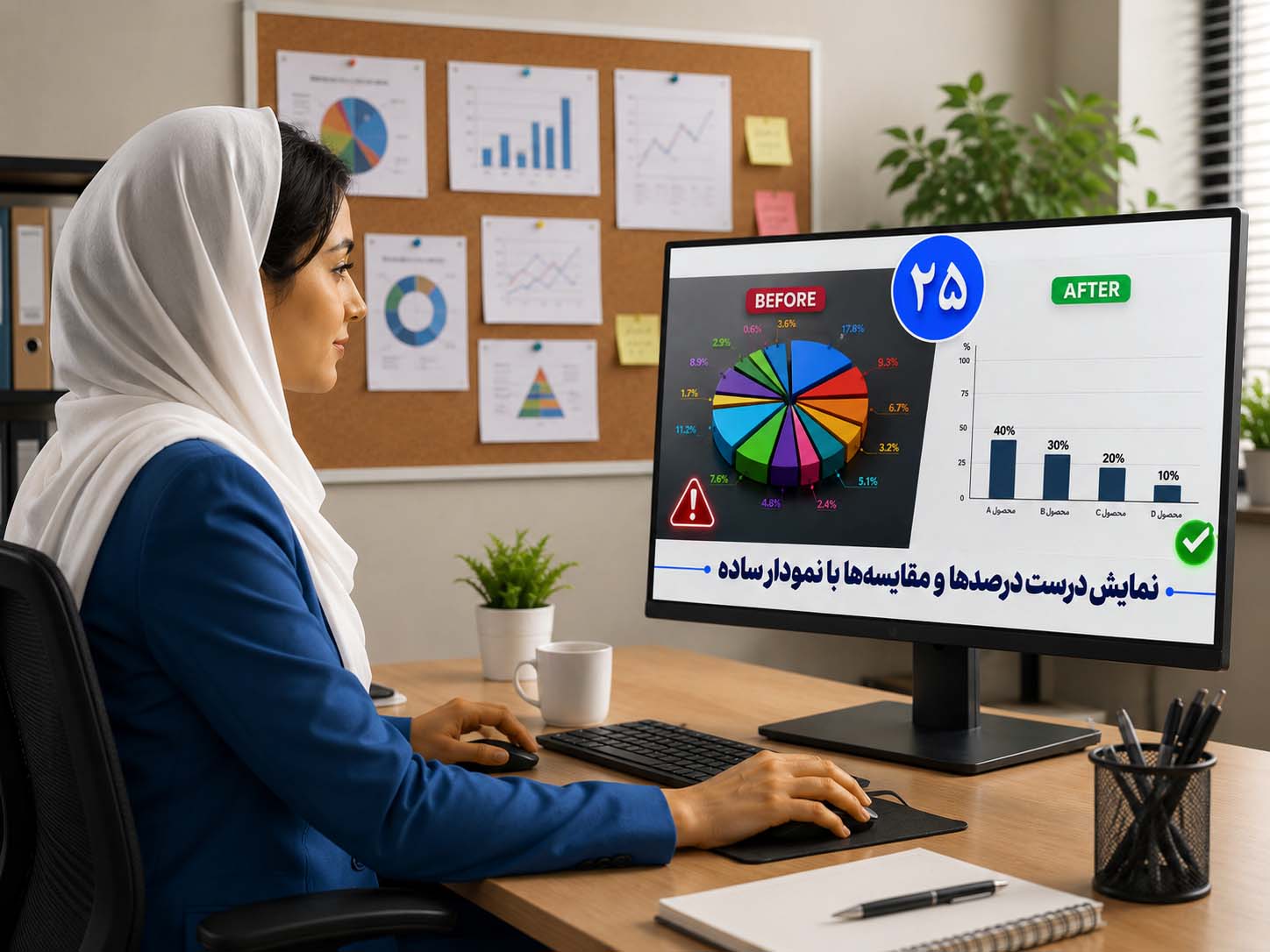 نمایش درست درصدها و مقایسه‌ها با نمودار ساده
