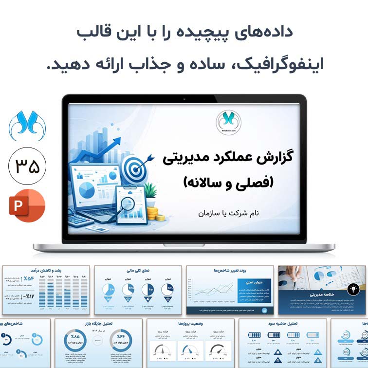 قالب پاورپوینت گزارش عملکرد مدیریتی (۳۵ اسلاید)