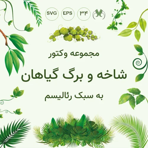 بسته وکتور شاخه و برگ گیاهان به سبک رئالیسم | طرحهای لایه باز قابل ویرایش