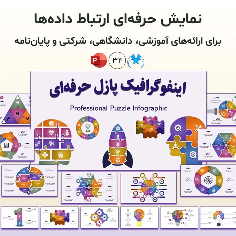 قالب پاورپوینت اینفوگرافیک پازل (Puzzle) حرفهای