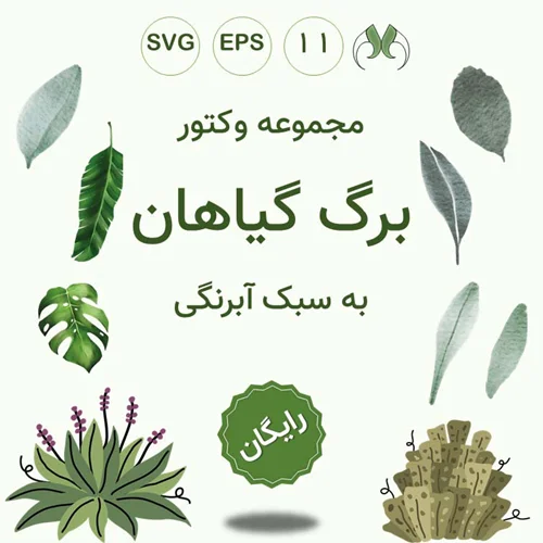 مجموعه وکتور برگ گیاهان به سبک آبرنگی | دانلود رایگان