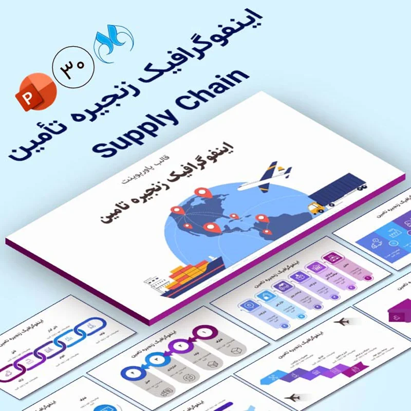 قالب آماده پاورپوینت اینفوگرافیک زنجیره تأمین (Supply Chain)