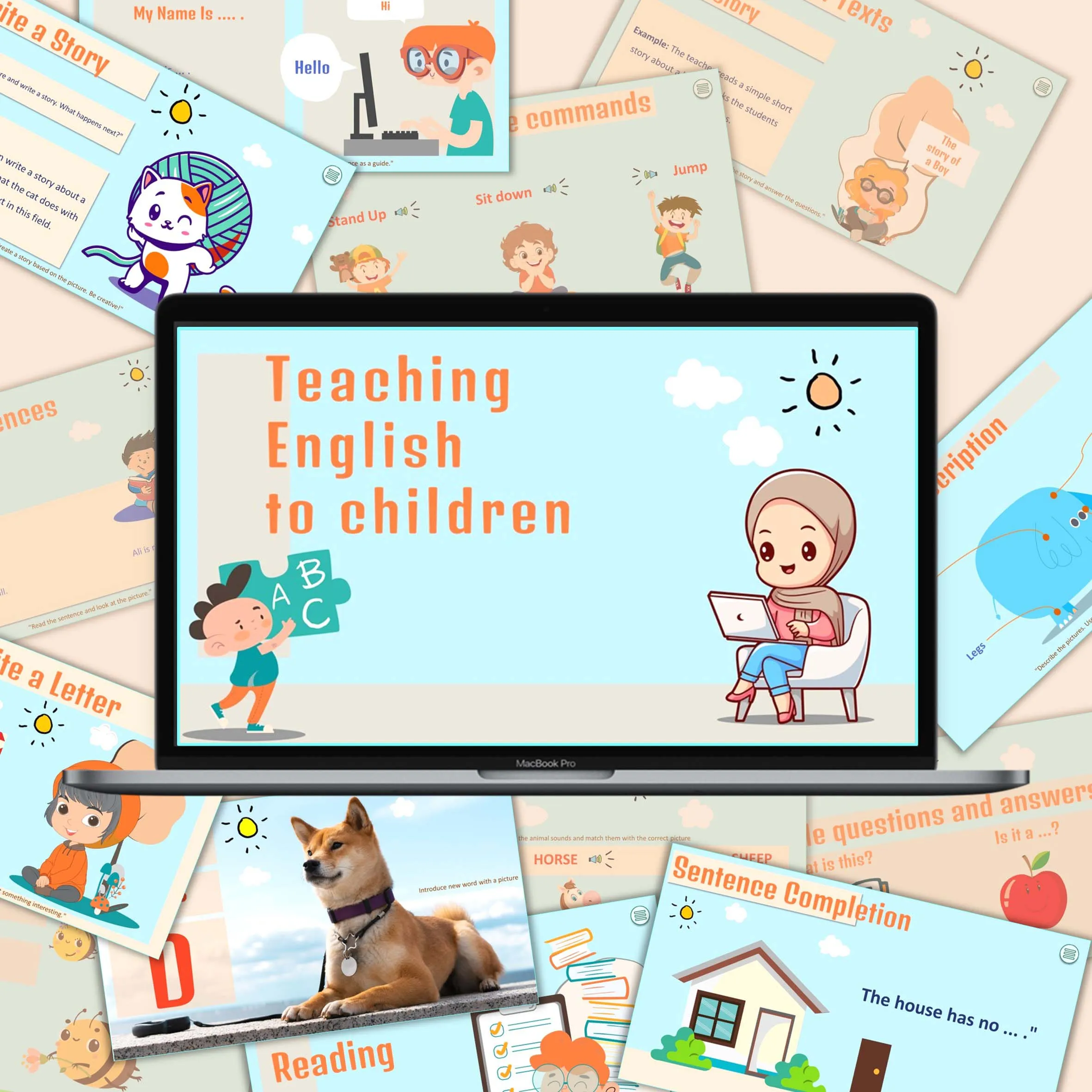 قالب پاورپوینت آموزش زبان انگلیسی منودار FunLearn