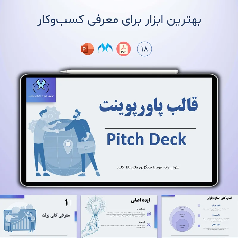 قالب پاورپوینت Pitch Deck حرفه ای | 18 اسلاید آماده و قابل ویرایش