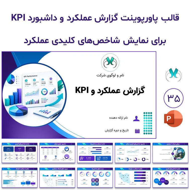 قالب پاورپوینت گزارش عملکرد و داشبورد  KPI| 35 اسلاید